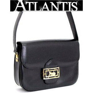 Celine Carriage Shoulder Bag Black Leather